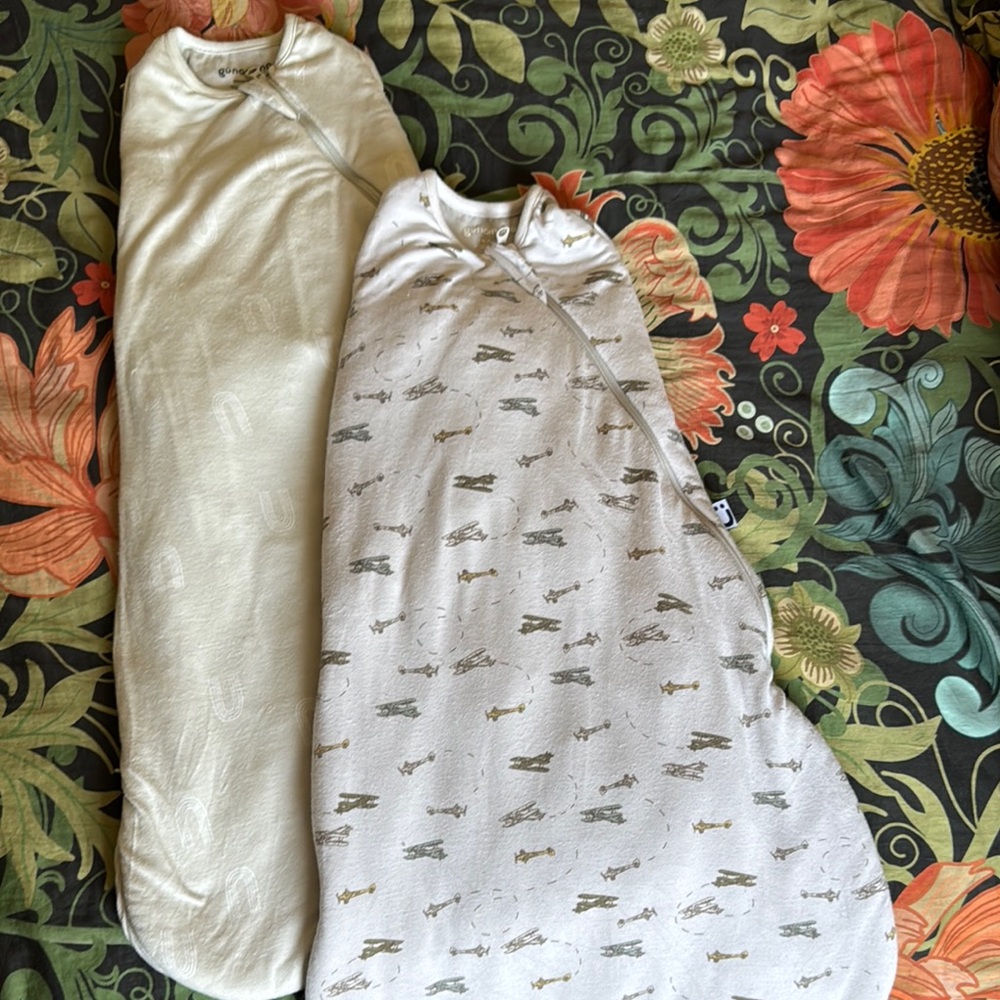 Gunamuna Newborn Baby Swaddle in Cream and Patterned Design $30/each